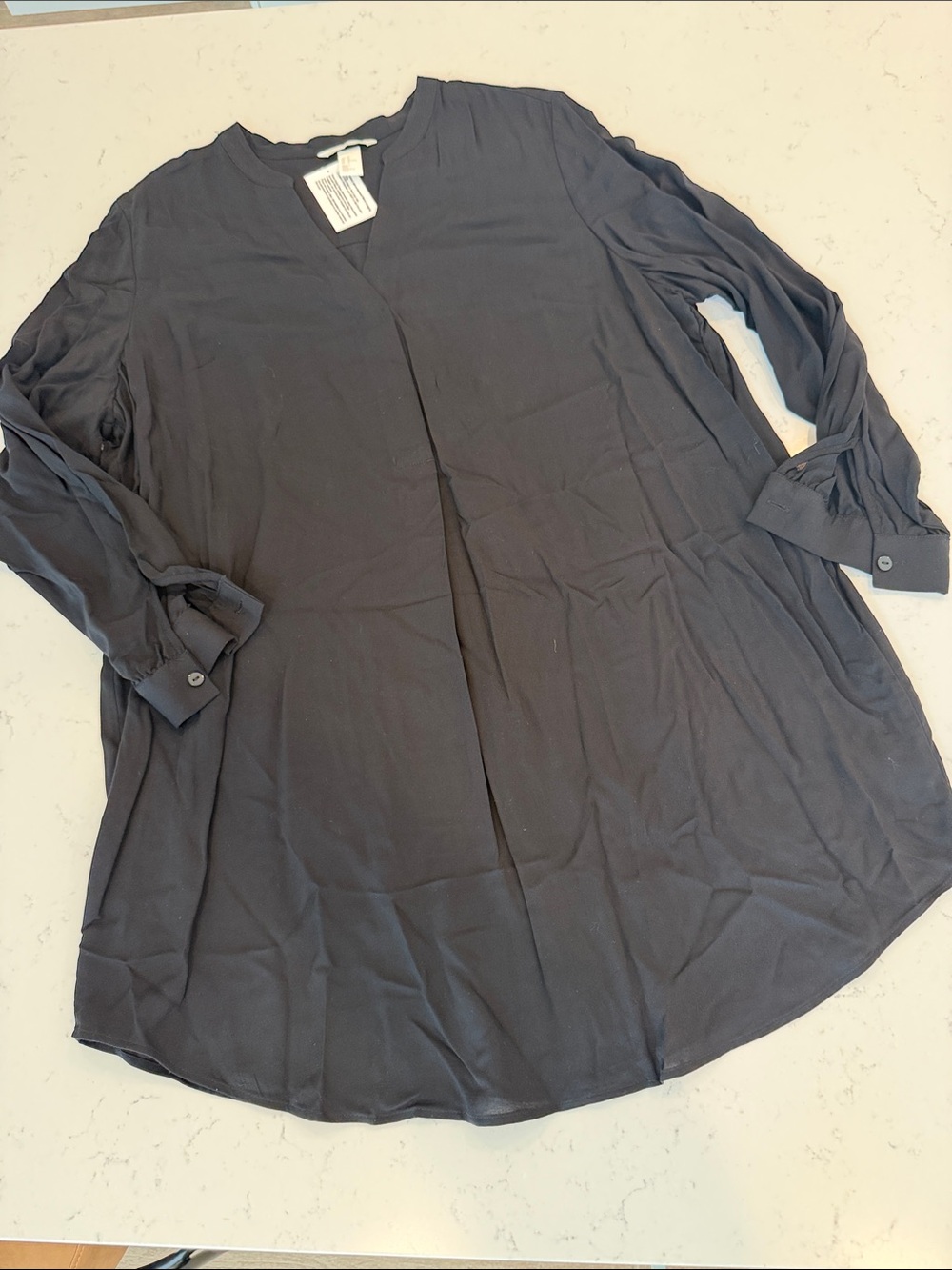 H&M Black Long Sleeve V-Neck Tunic